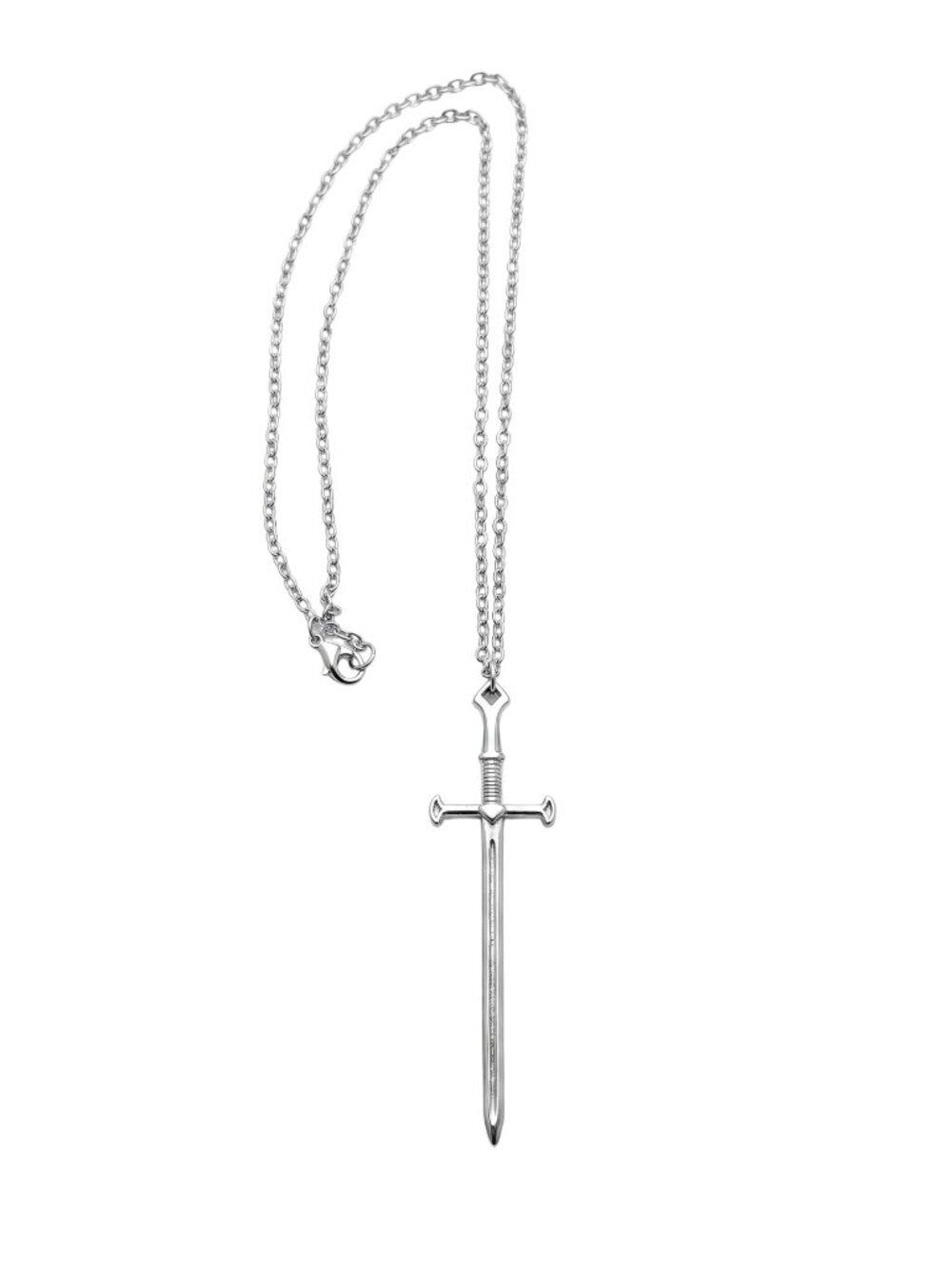 3/$20 NIP | Silver Sword Cross Hilt Pendant Necklace Gothic Edgy Statement